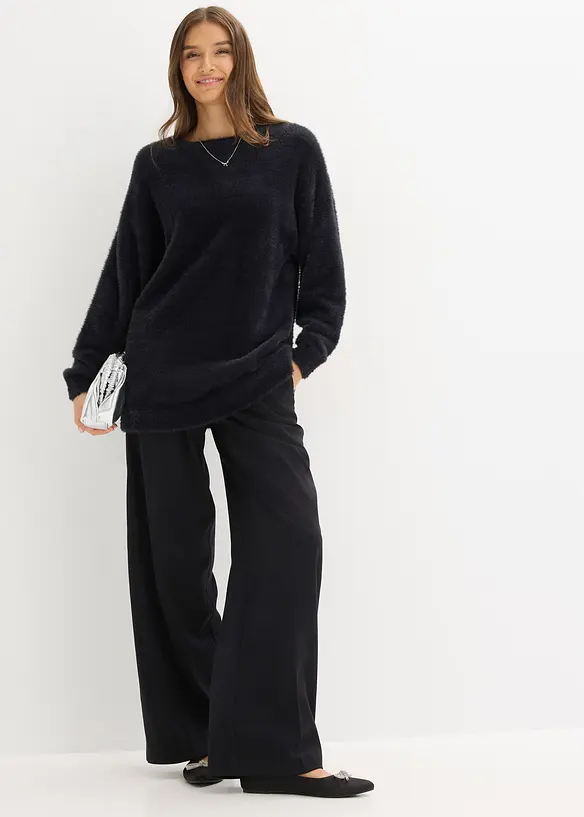 Lang genser i mykt fjærgarn, bonprix