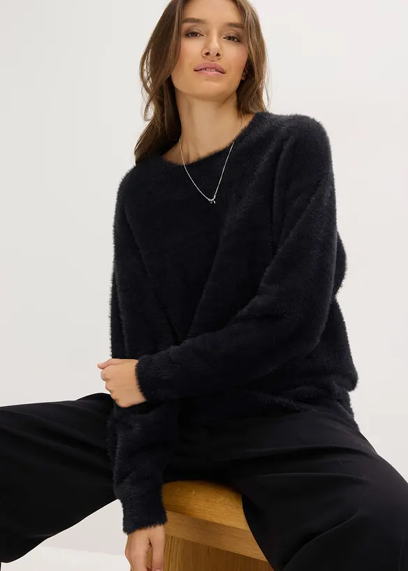 Lang genser i mykt fjærgarn, bonprix