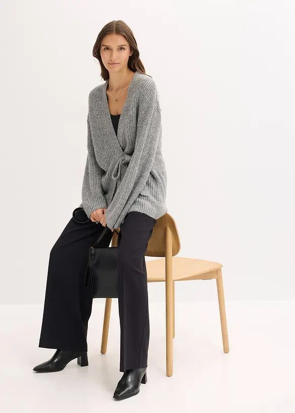 Oversized strikkejakke i omslagsstil, bonprix