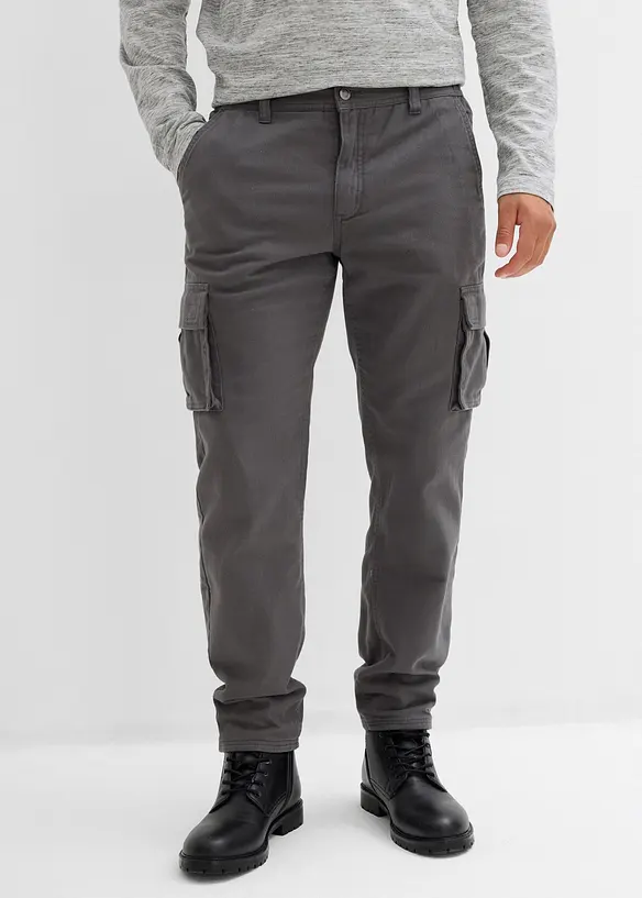 Relaxed Fit-varmende cargobukse med komfortlinning, Straight, bonprix