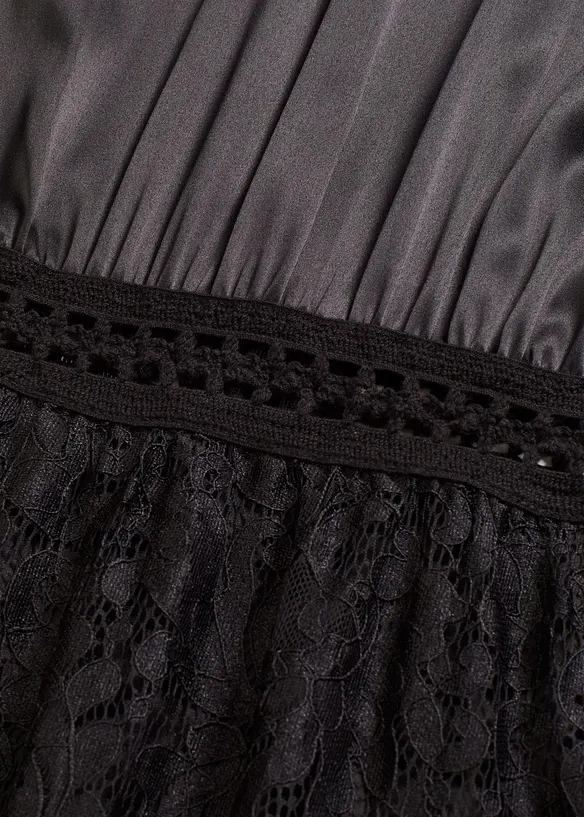 Maxikjole med blondeskjørt, bonprix