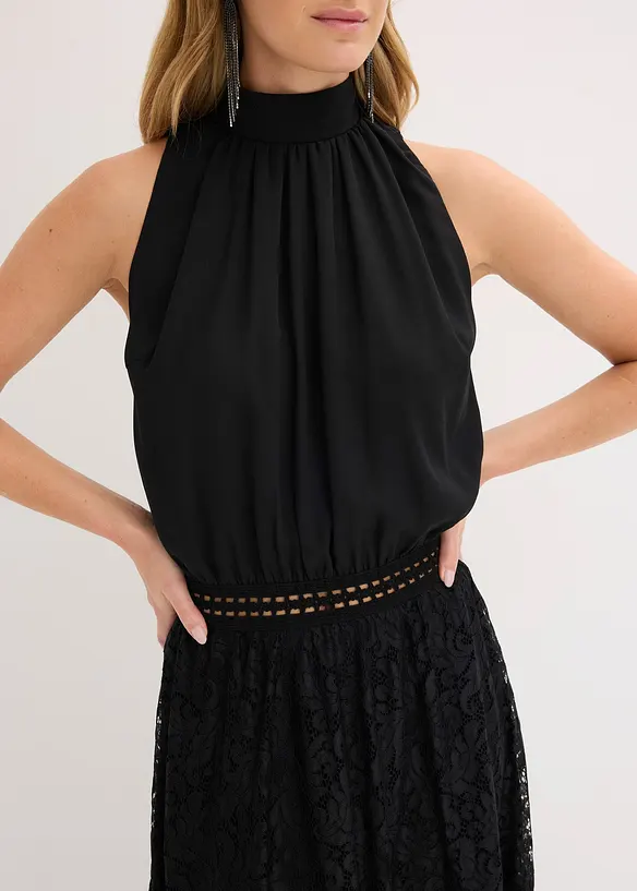 Maxikjole med blondeskjørt, bonprix