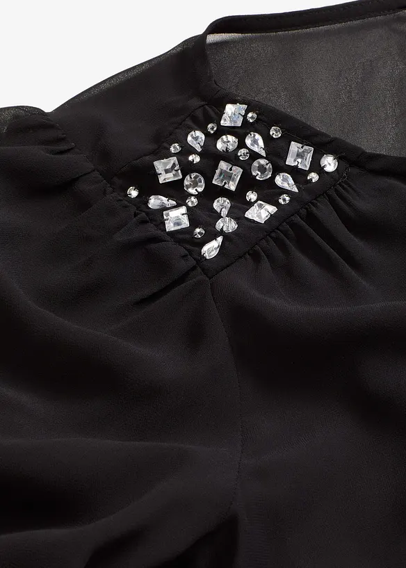 Chiffonbluse med strasspynt, bonprix
