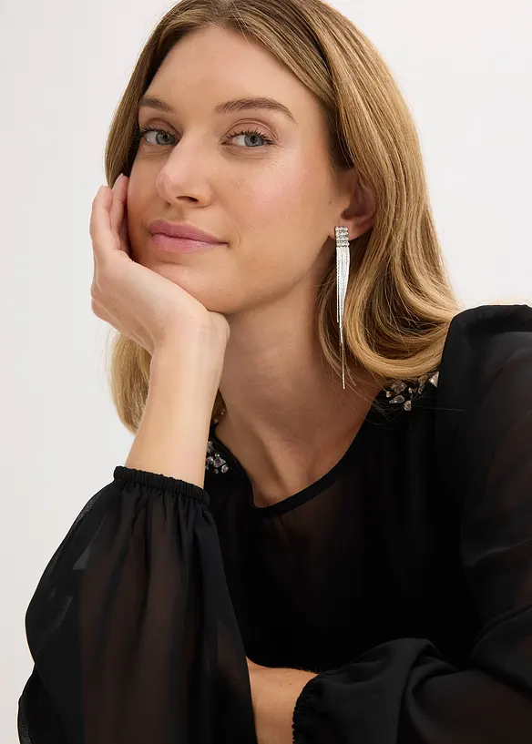 Chiffonbluse med strasspynt, bonprix