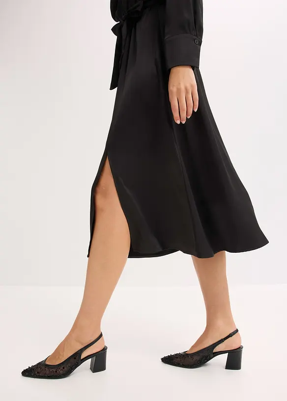 Midikjole av sateng med glans, bonprix