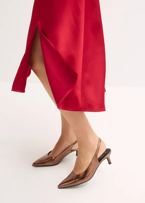 Midikjole av sateng med glans, bonprix