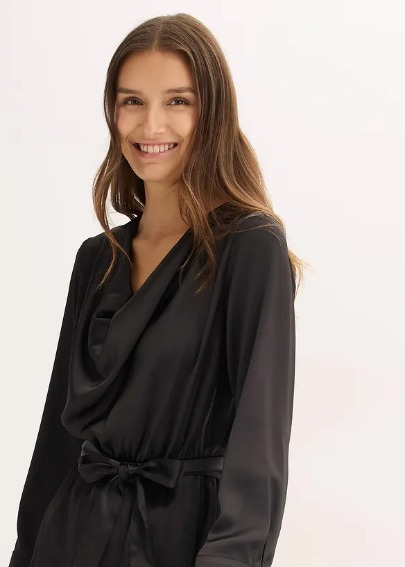 Midikjole av sateng med glans, bonprix