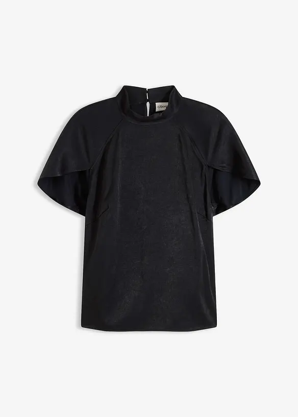Elegant, kortermet bluse i glinsende sateng, bonprix
