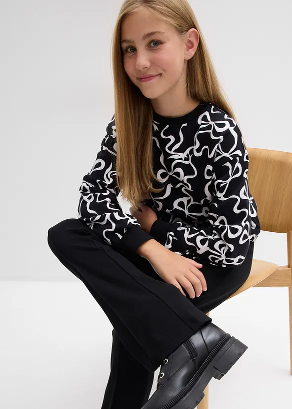 Utsvingt bukse av fast bomullsjersey, bonprix