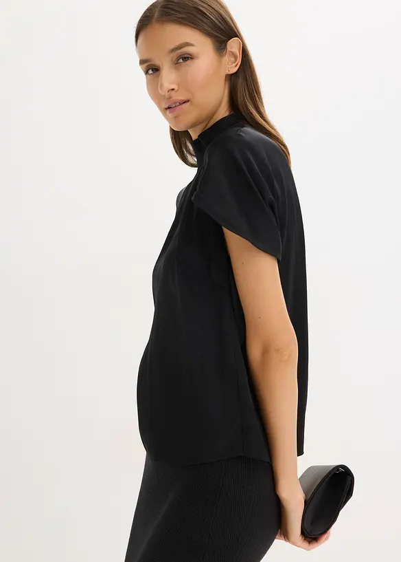 Elegant, kortermet bluse i glinsende sateng, bonprix