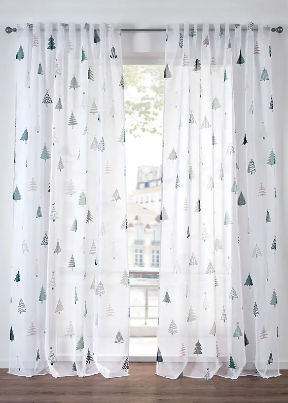 Gardin med juletretrykk (1-pack), bonprix