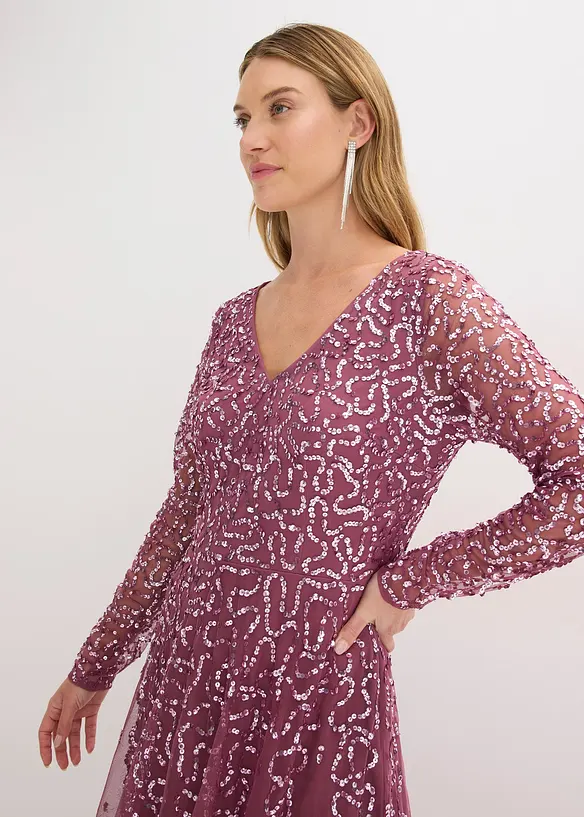 Lang selskapskjole med paljetter, bonprix