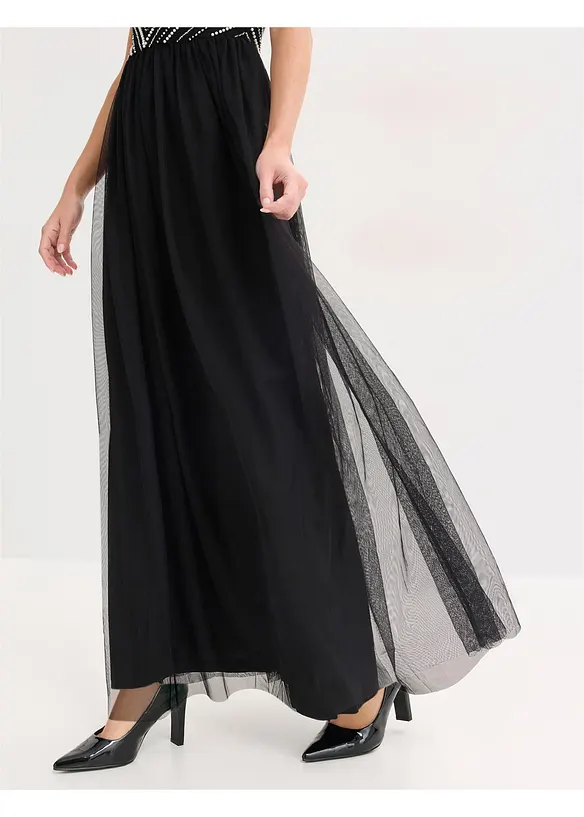 Maxikjole med perlebroderi, bonprix