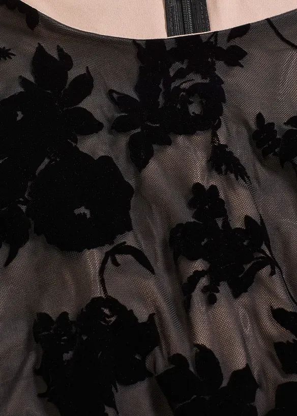 Minikjole i lett mesh med flockprint, bonprix