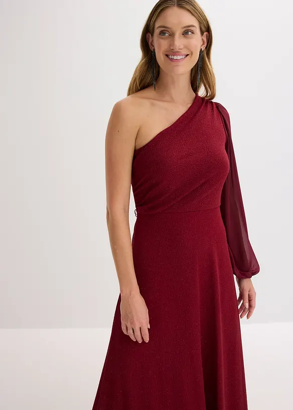 One Shoulder-kjole med glitter, bonprix