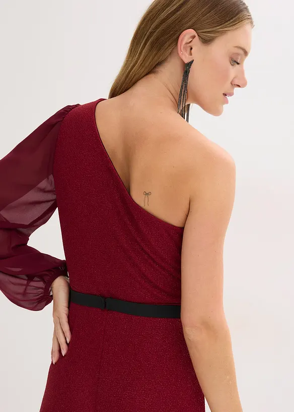 One Shoulder-kjole med glitter, bonprix