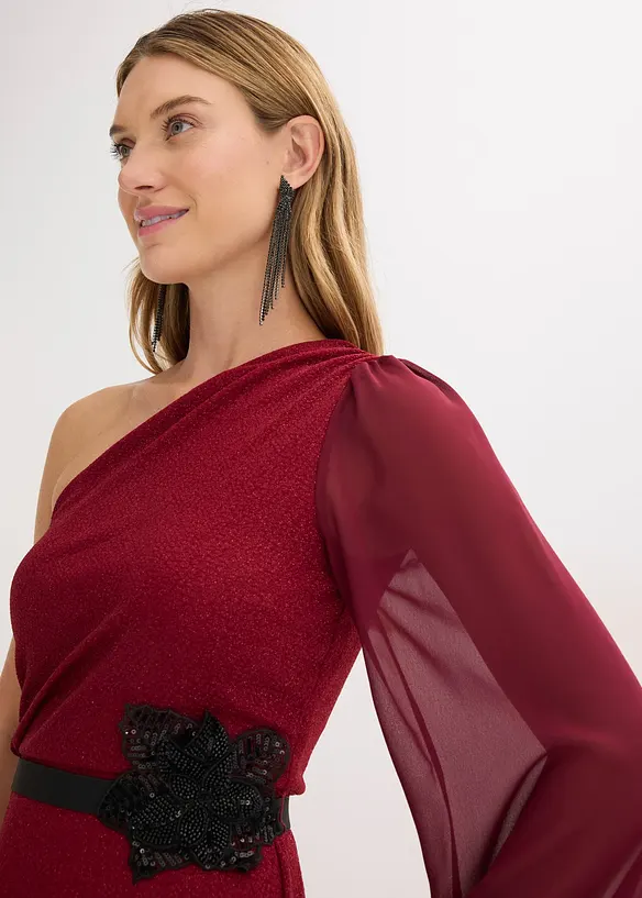 One Shoulder-kjole med glitter, bonprix