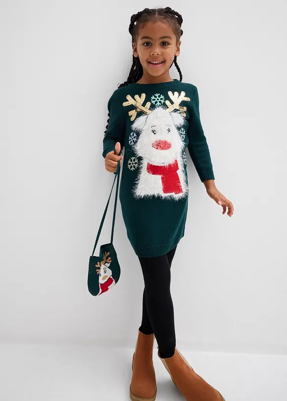 Strikket kjole med veske (2-delt sett), bonprix