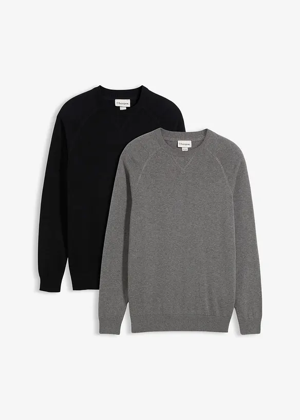 Finstrikket genser (2-pack) av 100%  bomull, bonprix