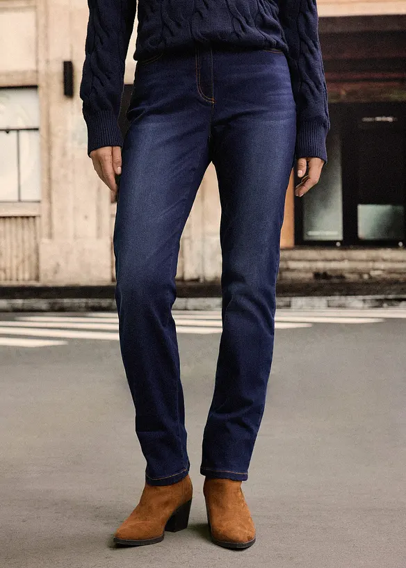 Varmende, Straight-jeans Mid Waist med komfortlinning, bonprix