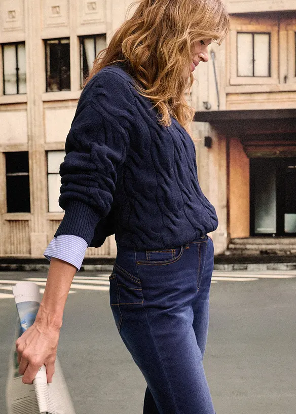 Varmende, Straight-jeans Mid Waist med komfortlinning, bonprix