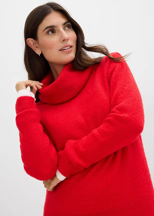 Oversized, strikket kjole med h&oslash;y, vid hals, bonprix