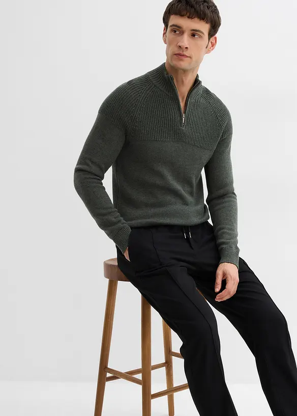 Bukse i ullstil med komfortlinning, Regular fit, bonprix