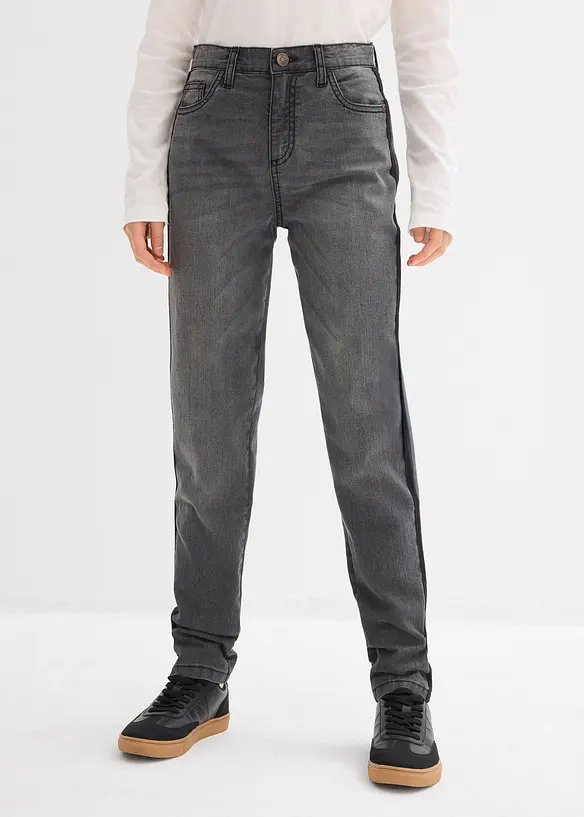 Termojeans med jerseyfôr, Mid Waist, bonprix