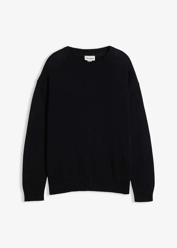 Genser i myk bomullsmiks med rund hals, Loose Fit, bonprix