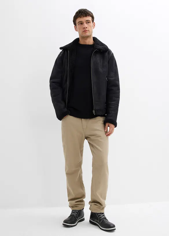 Genser i myk bomullsmiks med rund hals, Loose Fit, bonprix