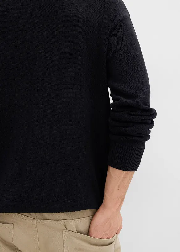 Genser i myk bomullsmiks med rund hals, Loose Fit, bonprix