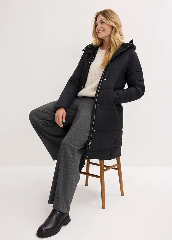 Vattert kåpe med teddyfôr i hetten, bonprix