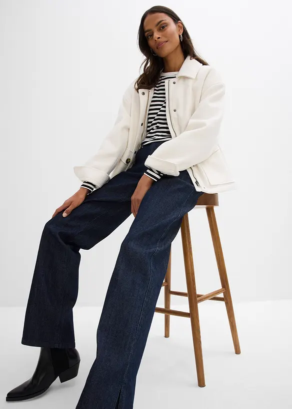 Wide Leg-jeans High Waist, komfortlinning, bonprix