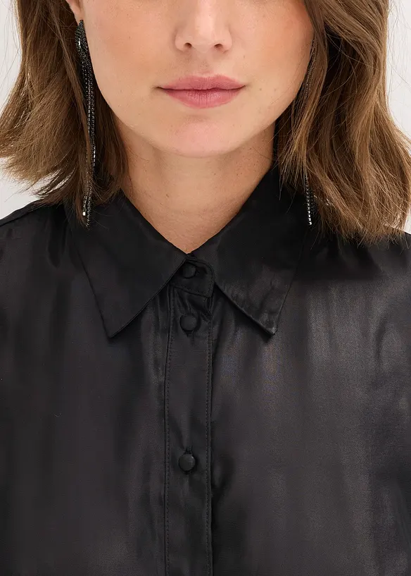 Skjortebluse i blank sateng, bonprix