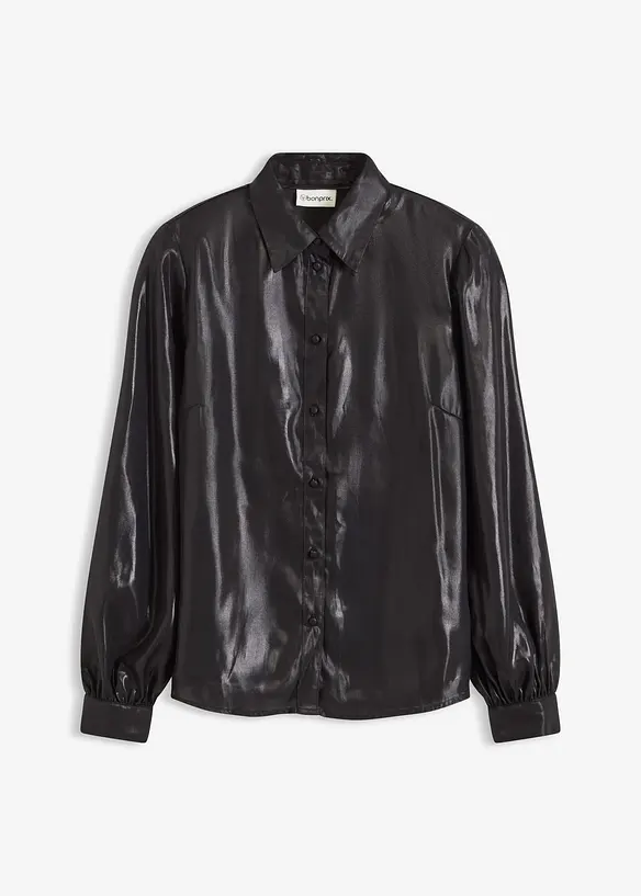 Skjortebluse i blank sateng, bonprix