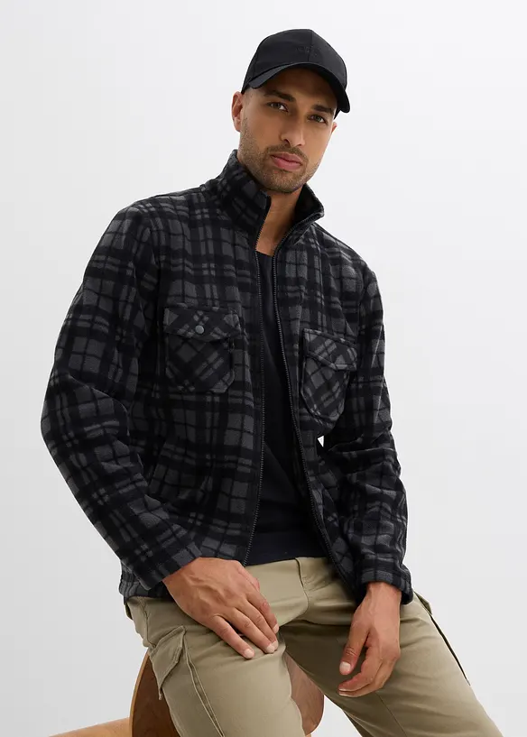 Fleecejakke med st&aring;krage, bonprix