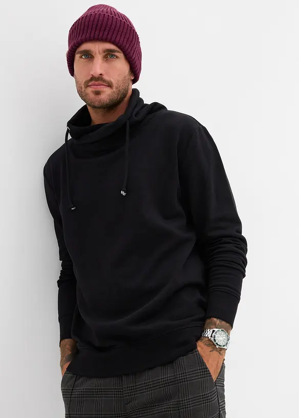 Sweatshirt med sjalkrage i ren økologisk bomull, bonprix