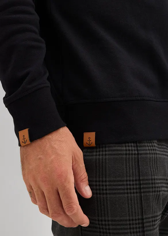 Sweatshirt med sjalkrage i ren økologisk bomull, bonprix