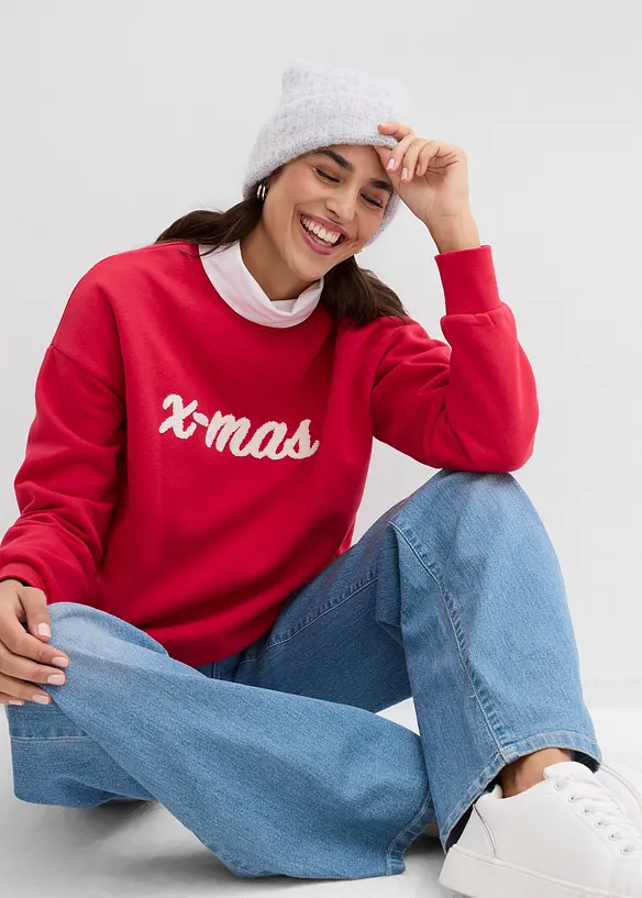 Oversized sweatshirt i bomullsmiks, bonprix