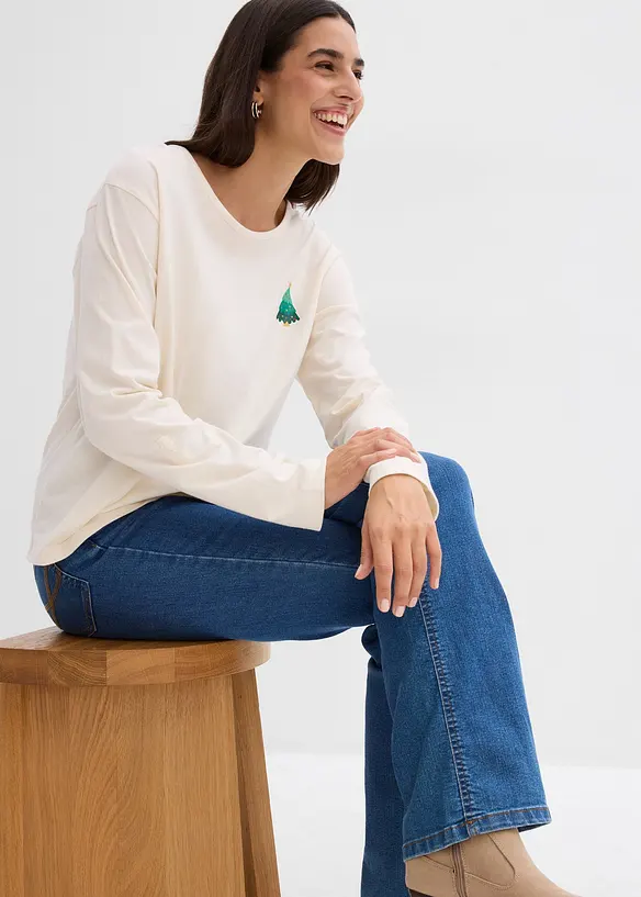 Langermet topp i 100% &oslash;kologisk bomull, bonprix