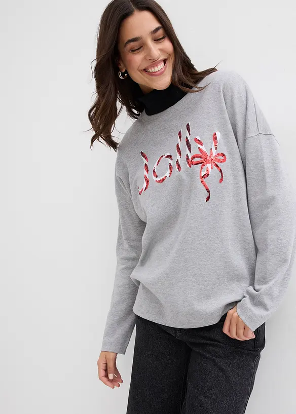 Langermet topp i 100% økologisk bomull, bonprix