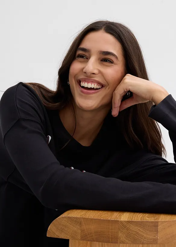 Langermet topp i 100% økologisk bomull, bonprix