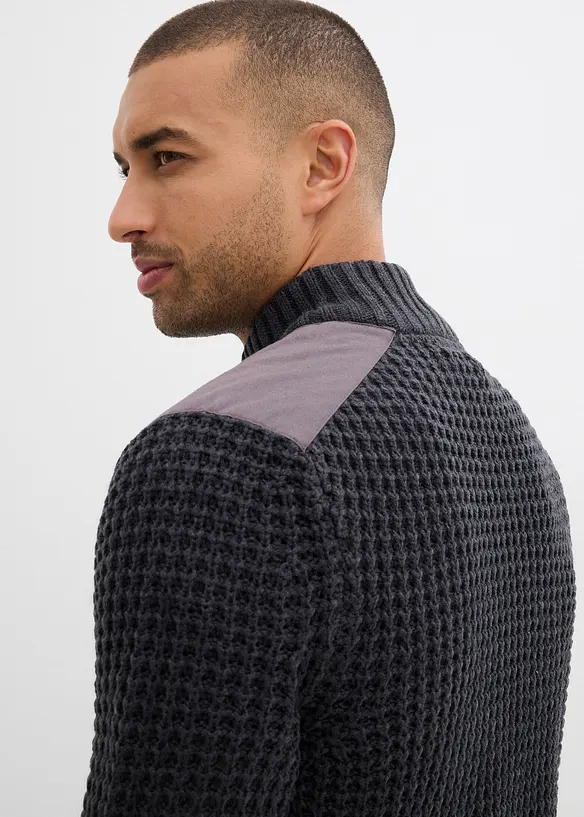 Cardigan i grov vaffelstrikk med praktisk brystlomme, bonprix