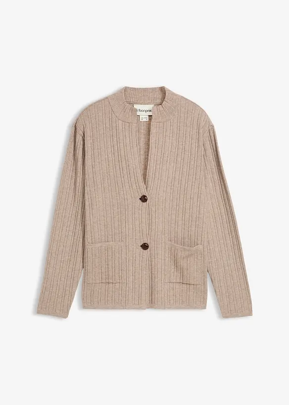 Cardigan i fin ribbestrikk, bonprix