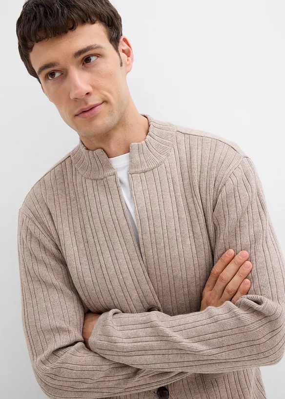 Cardigan i fin ribbestrikk, bonprix