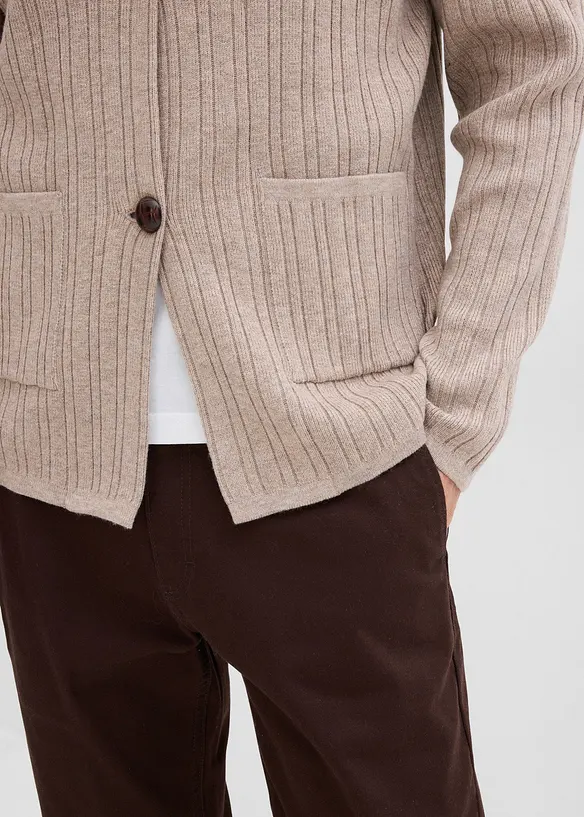 Cardigan i fin ribbestrikk, bonprix