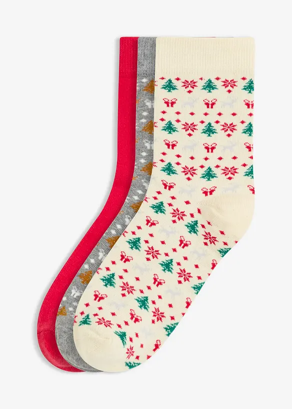 Julesokker med økologisk bomull (3-pack), bonprix