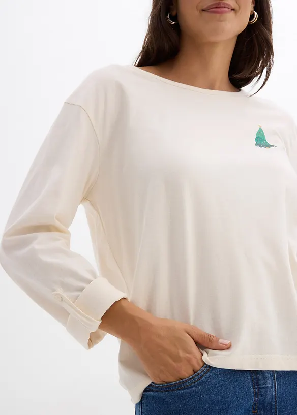 Langermet topp i 100% &oslash;kologisk bomull, bonprix