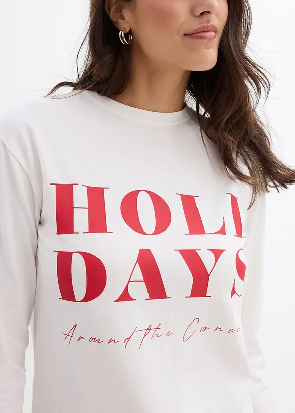 Langermet topp i økologisk bomull med elastan, bonprix