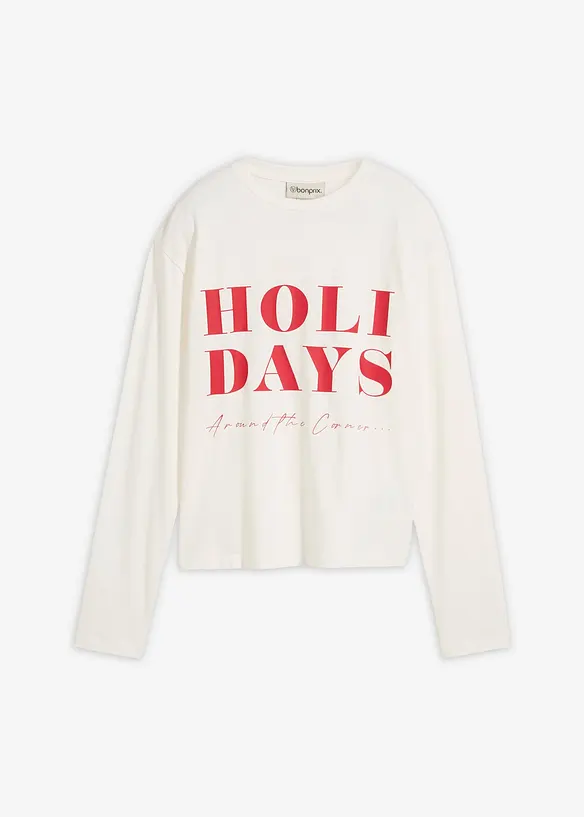 Langermet topp i økologisk bomull med elastan, bonprix